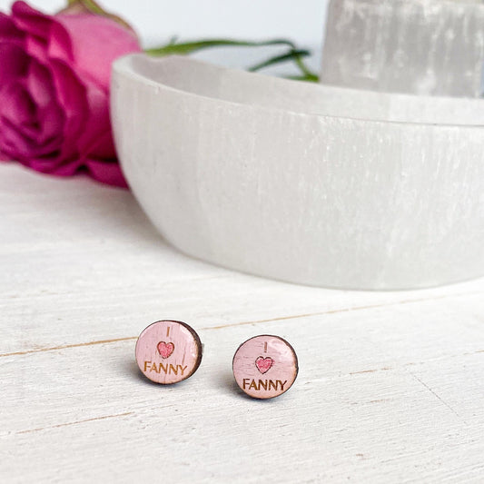 'I Heart Fanny' Pink Circle Earrings