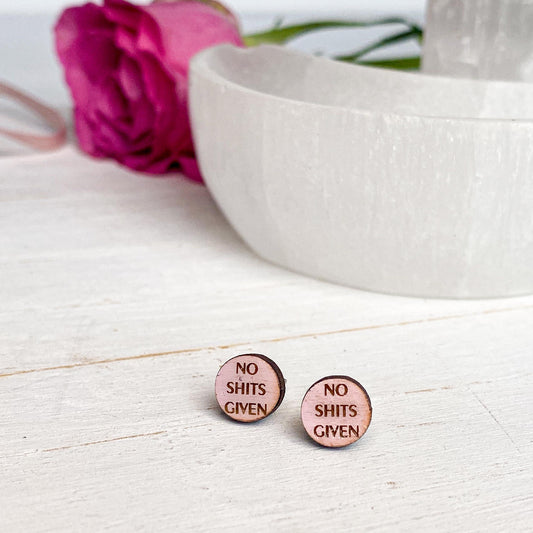 'No Shits Given' Pink Circle Earrings