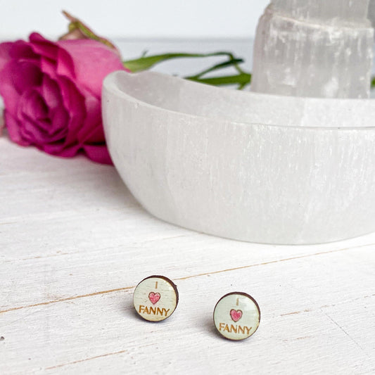 'I Heart Fanny' Green Circle Earrings