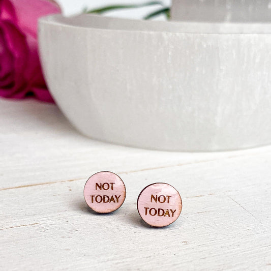 'Not Today' Pink Circle Earrings